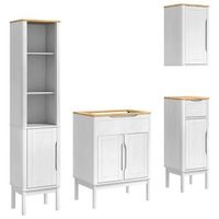 juego de muebles de bano  armario de bano floro 4 piezas madera de pino macizo