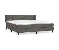cama box spring con colchon terciopelo gris oscuro 180x200 cm rayas horizontales