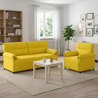 vidaxl juego de sofa 2 uds amarillo claro tela