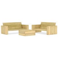 juego de muebles de jardin 3 piezas madera de pino impregnada vidaxl