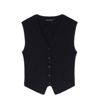 A|X Armani Exchange para mujer. XW001882AF10352UC001 Chaleco V negro (L), Casual, Clásico, Viscosa