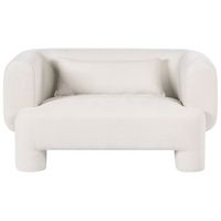sofa 2 plazas tapizado de tela con textura aterciopelada patas cilindricas estilo organico blanco hogbo