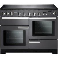 rangemaster professional deluxe 110 electric induction range cooker - slate  chrome brown