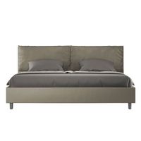 cama matrimonial con somier acolchada 200x200 cuero sintetico capuchino antea large