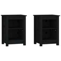 mesitas de noche 2 unidades madera maciza de pino negro 40x35x55 cm