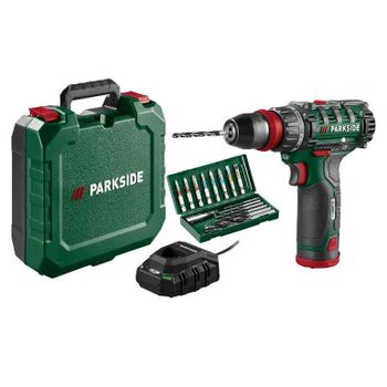 Parkside - Atornilladora taladradora recargable 12 V PARKSIDE X 12 V Team con batería de litio 2,0 Ah, 35 Nm y 19 niveles de par para madera, metal y plástico