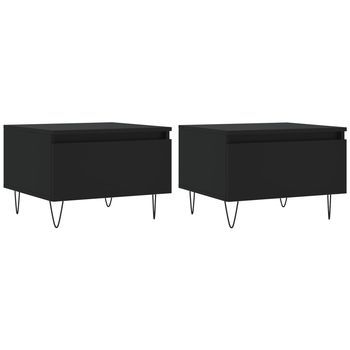 2 Uds Mesas De Centro - Mesas De Café Madera De Ingeniería Negro 50x46x35 Cm