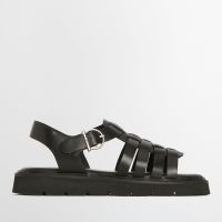 barbour womens otterburn leather fisherman sandals - uk 6 - black
