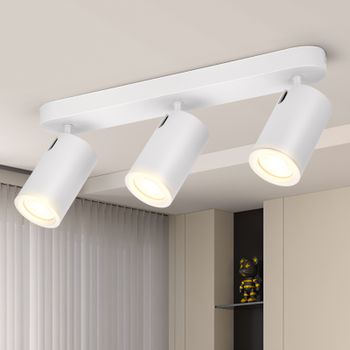 Aigostar Lampara Techo Focos Blanco Orientable, Moderno Plafón de Techo con 3 Focos Gu10, Aplique Techo para Interior Ajustables y Giratorios, Foco de techo Para Pasillos Comedores, Sin Bombilla