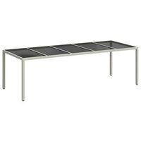 mesa jardin  mesa de exterior vidrio templado ratan sintetico blanco 250x100x75cm