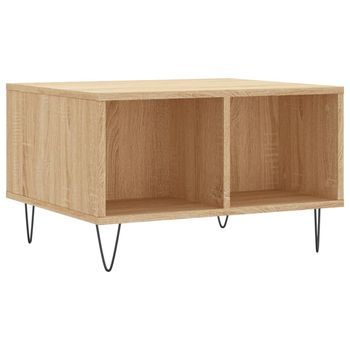 Mesa De Centro 60x50x36,5 Cm Madera Y Metal Trabajados - Marrón