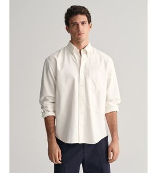 Gant para hombre. 3240051 Camisa Oxford Relaxed Fit Heritage blanco (XL), Casual, Manga larga, Algodón Orgánico, Sostenible