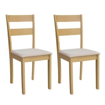 Pack Cocina Lita Fabricadas En Melamina En Colores Roble Y Beige (2 Sillas De Cocina Con Asiento Tapizado Beige)