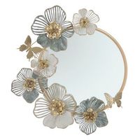 espejo de pared con flores en metal multicolor cm 63x64x705