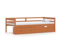 cama con cajones y armario madera pino marron miel 90x200 cm