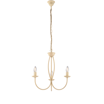 Botte - Lámpara De Araña De Hierro Lacado En Marfil Con Decoración. Efecto Decapè 3 Luces 110 - Ø45 - Bl147-3-av