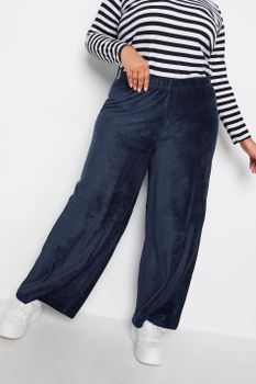 Yours Pantalones Anchos Azul Marino De Pana, Mujer Curvy Y Tallas Grandes, Yours
