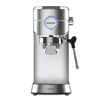 Taurus - Cafetera Espresso Euforia | Color Gris | Acero inoxidable | Potencia 1.450 W | Presión 20 bares | Sistema Thermoblock | Capacidad 1 Litro | Bandeja Calientatazas