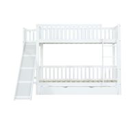 litera con cama extra 90x200190cm - con proteccion tobogan estantes escalera recta de 4 escalones - blanco