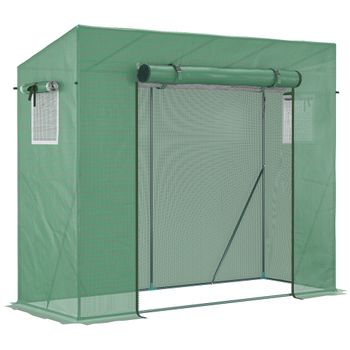 Outsunny Invernadero Anti-UV 2 ventanas mosquiteras + Barras de refuerzo 200x77x169 cm Acero PE Verde   Aosom España