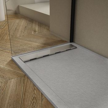 Plato De Ducha Pizarra Ribera Gris 80x120cm Rejilla Acero Inox.