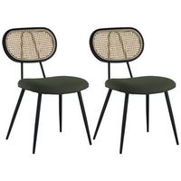 pack de 2 sillas verde caqui con respaldo de rejilla elena