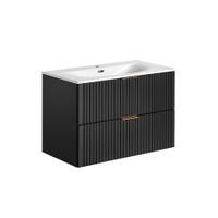 mueble lavabo individual encastrado tableros de melamina y mdf negro