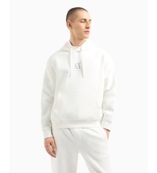 A|X Armani Exchange para hombre. XM000369AF10818U0009 Sudadera con capucha en algodón-poliéster elástico laminado blanco (XXL), Casual, Depo