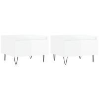 pack 2 uds mesas centromesa auxiliarmesa de cafe madera ingenieria blanco brillo 50x46x35 cm