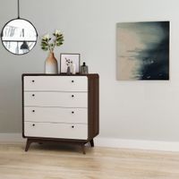 comoda con 4 cajones en efecto de madera blanco
