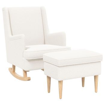 Sillón Con Pouf 2 Uds. Crema Bouclé Vidaxl