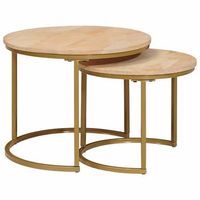 mesas de cafe nido 2 pcs marron madera maciza de mango y acero vidaxl