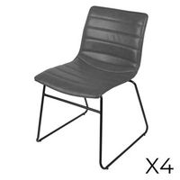 lote de 4 sillas de pu efecto cuarzo gris coleccion nets estilo industrial