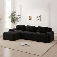 sofa modular de 3 plazas - mueble para salon - pana - negro 293x177x69cm