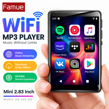 Reproductor MP3 MP4 Famue PA03 con WiFi, Pantalla de 2.83 Pulgadas, Android 10, Octa Core, 2GB de RAM, 128GB, Bluetooth, MELON, YT Music, Deezer, Spotify para Estudiantes