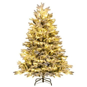 Árbol De Navidad Artificial De Con Nieve Y 688 Puntas De Ramas Mixtas Blanco 135 Cm