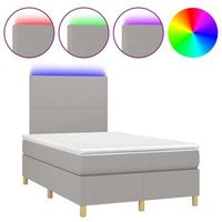 estructura de cama led con cabecero con somier y cubrecolchon 120x200 cm tela gris claro tdl0207900