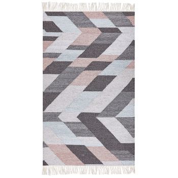 Alfombra De Yute Beige Gris Rosa 80 X 150 Cm Hecho A Mano Borlas Nakkas