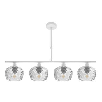 FABRILAMP Lampara Estela 4xe14 Blanca Regx75x13 Cm C/tulipas Cristal Tallado Transparente