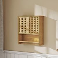 armario de bano de pared de bambu mdf homcom 62x20x66 cm natural