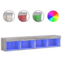 mueble de tv con luces led gris sonoma 80x30x30 cm