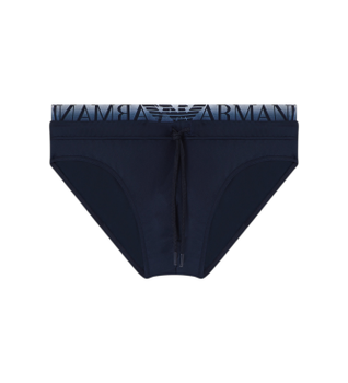 Emporio Armani para hombre. EM000582_AF20432 Bañador slip con banda del logotipo marino (M), Beachwear, Poliamida