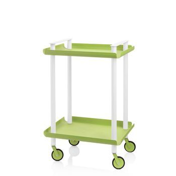 Carrito Auxiliar Leky, Armazón Blanco, 2 Estantes. Multifuncional, Práctico Y Decorativo,acero,verde Pistacho