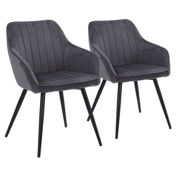 Pack De 2 Sillas De Terciopelo Gris Bertille
