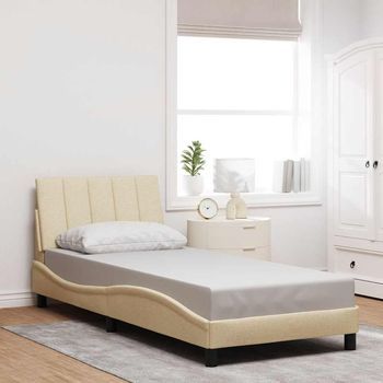 Cama Individual | Cama Para Adultos | Estructura De Cama Sin Colchón Tela Crema 80x200 Cm Cfw3871592