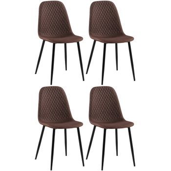 Set De 4 Sillas De Comedor Giverny En Tela O Terciopelo Marrón 54x44x88 Cm Clp