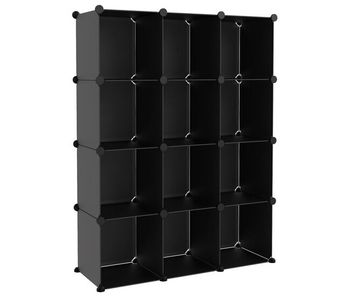 Vidaxl estantería de cubos con 12 compartimentos negro pp