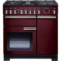 rangemaster professional deluxe 90 dual fuel range cooker - cranberry  chrome cranberry