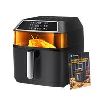 aigostar zane - freidora de aire sin aceite 8l 1700w gran ventana de visualizacion 12 menus preprogramados freidora de aire con panel led tactil incluye libro de recetas libre de bpa