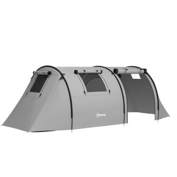 Outsunny Tienda de Campaña para 4 Personas con Ventanas Gancho Bolsa de Transporte Impermeable 3000 mm 470x220x150 cm Verde